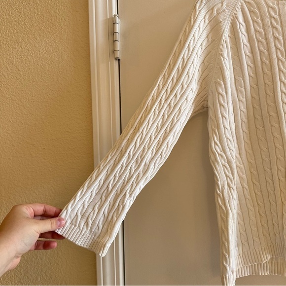 Tommy Hilfiger Women Round Neck Cable Knit Pullover White Sweater Sz L - Picture 4 of 7